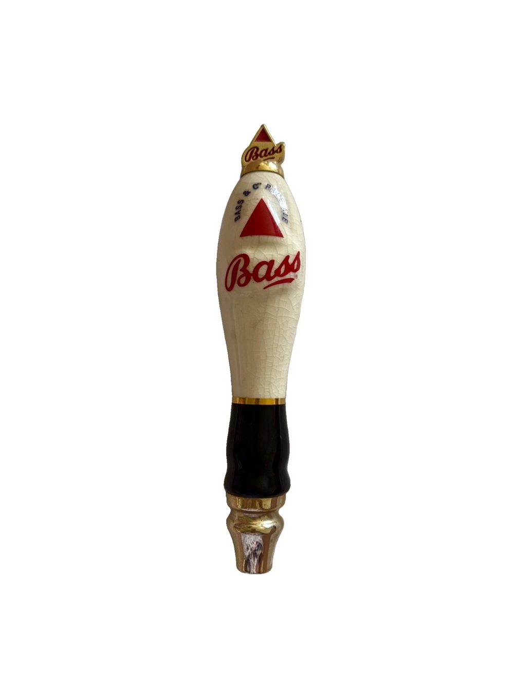Bass Ceramic Tap Handle in Cream, Black & Red - Bass has some wear